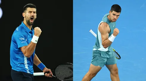 Novak Djokovic y Carlos Alcaraz se miden en cuartos de final del Australian Open. (Foto: Getty)