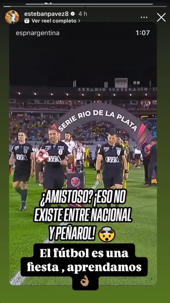 Captura de la historia de Esteban Pavez en Instagram.