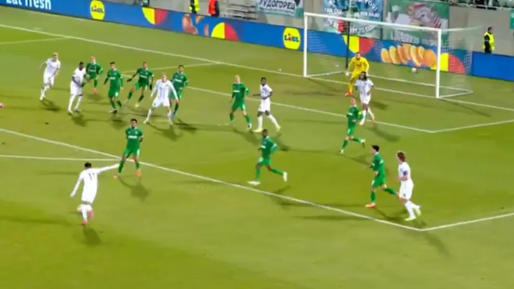 Darío Osorio anotó un golazo para el FC Midtjylland ante el Ludogorets.