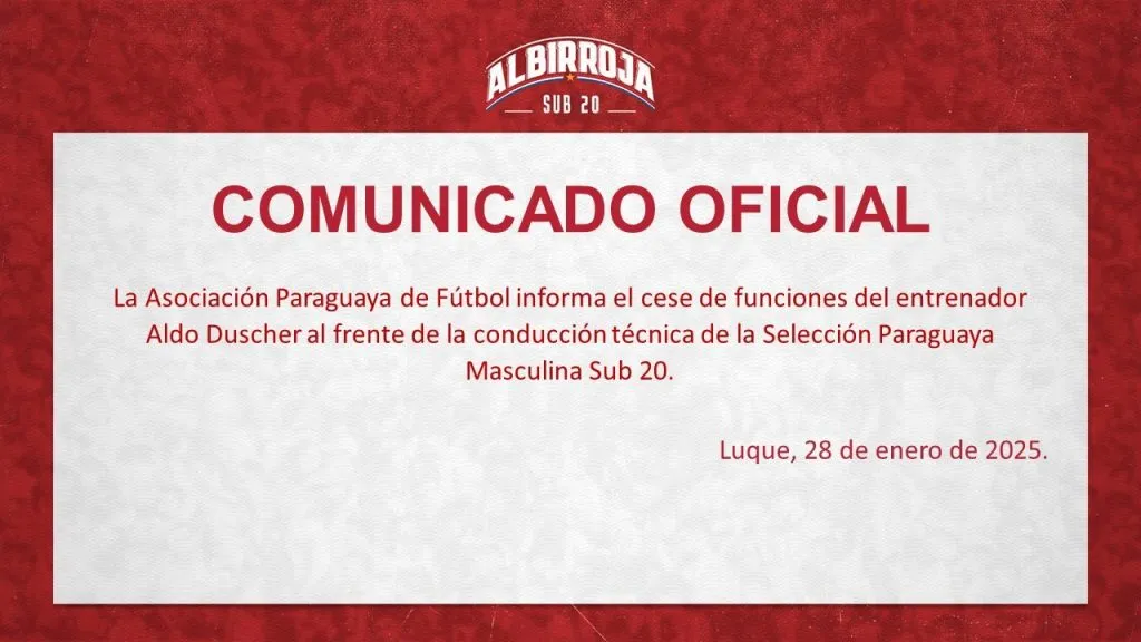 Despiden al entrenador Paraguay Sub-20. (Foto: Albirroja)