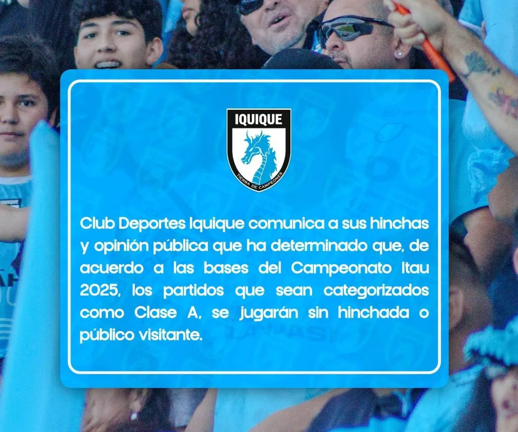 Deportes Iquique no recibirá hinchas visitantes en partidos clase A. (Foto: Club Deportes Iquique)