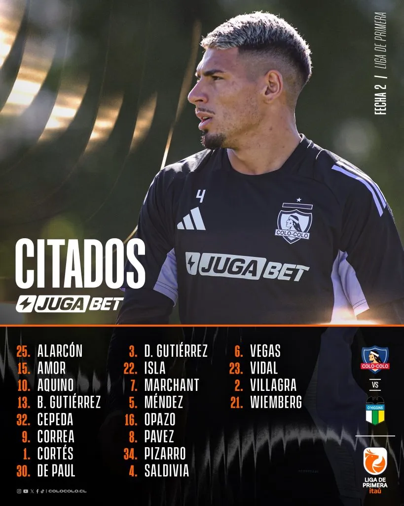 La citación de Colo Colo vs O’Higgins.