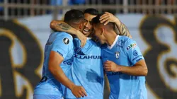 Los jugadores de Deportes Iquique festejan uno de los goles de Edson Puch en su victoria por 2-1 ante Independiente Santa Fe.