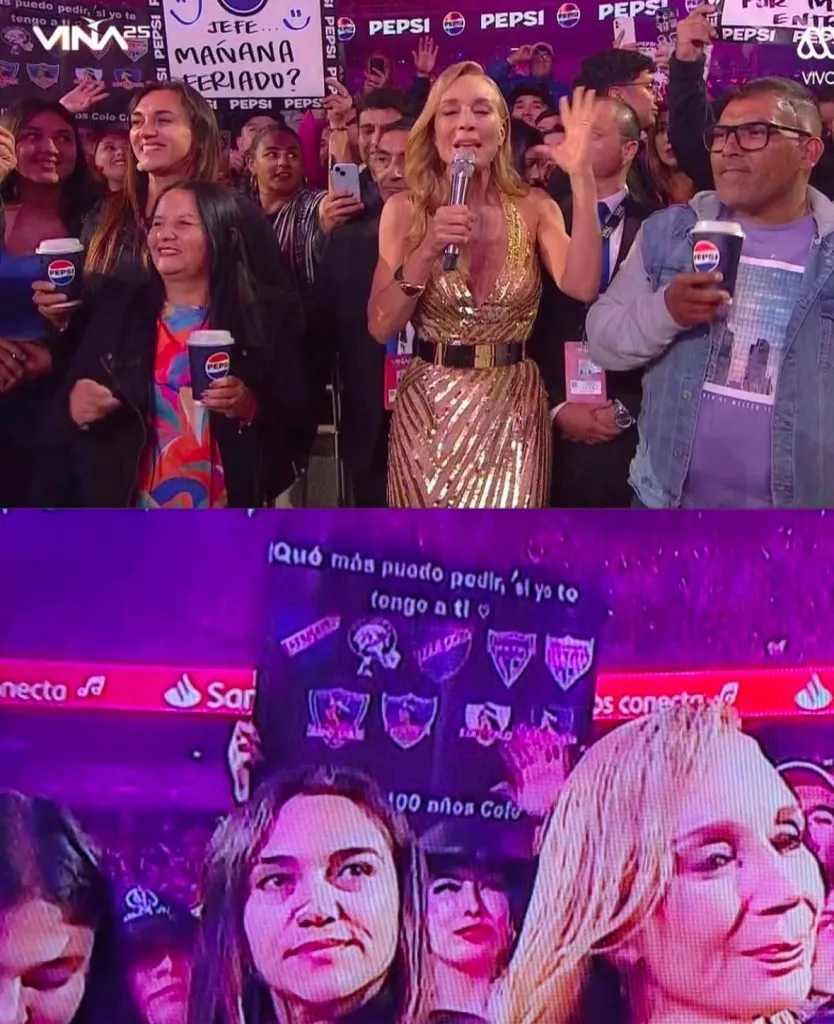 Captura del cartel de un hincha de Colo Colo en Viña 2025.