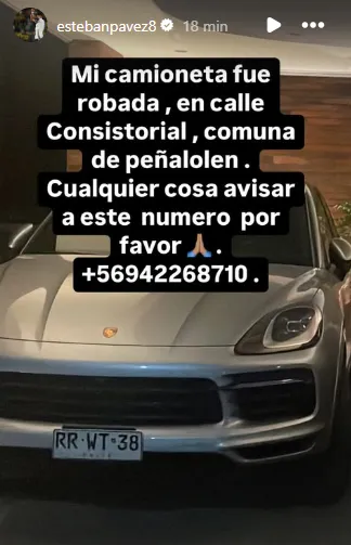 Esteban Pavez busca por redes sociales información sobre su vehículo robado.