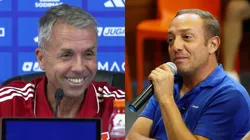 Marcelo Díaz le pregunta a Gustavo Álvarez por el equipo de la U ante Audax. (Foto: Universidad de Chile)