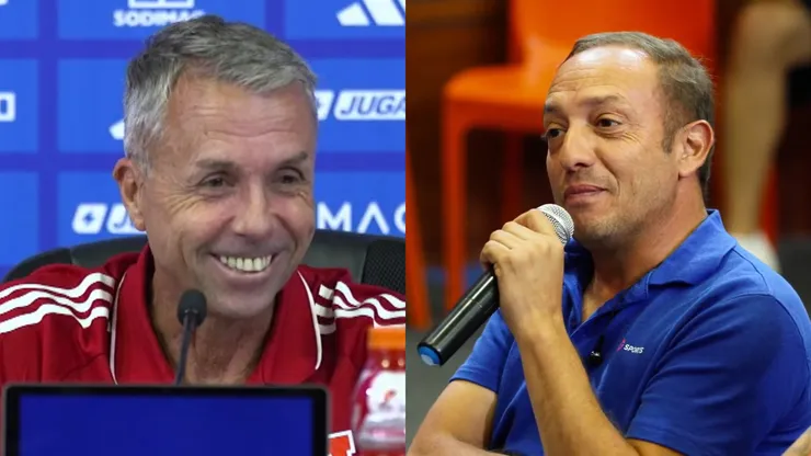 Marcelo Díaz le pregunta a Gustavo Álvarez por el equipo de la U ante Audax. (Foto: Universidad de Chile)
