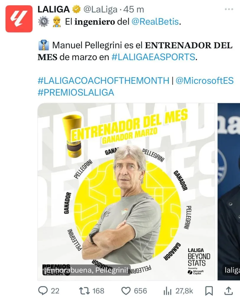 Así fue la publicación de La Liga en X.