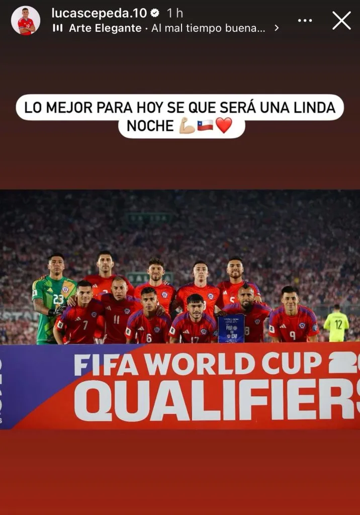 Captura de la historia de Instagram de Lucas Cepeda.