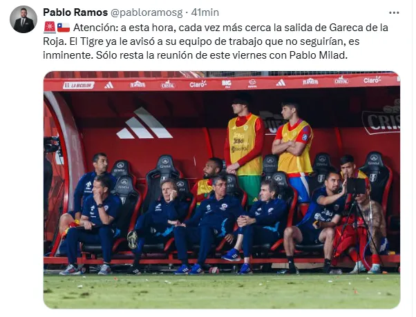 Pablo Ramos avisa que Ricardo Gareca no seguirá al mando de la Selección Chilena