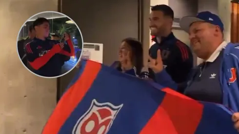 Hinchas de Universidad de Chile viven distendido momento con Gonzalo Montes y Fabricio Formiliano. (Foto: La Magia Azul)