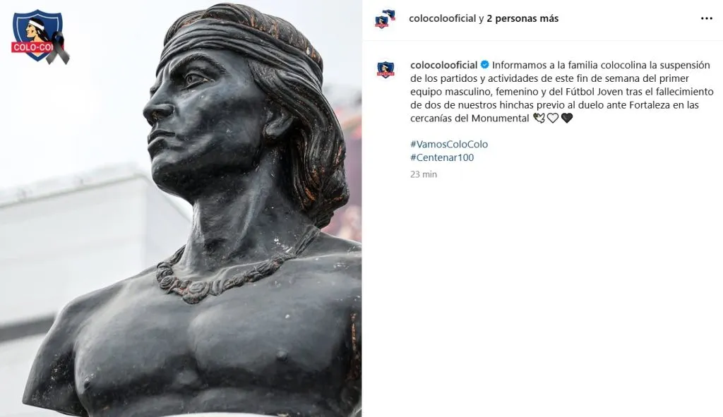 Colo Colo informa suspensión de las actividades.