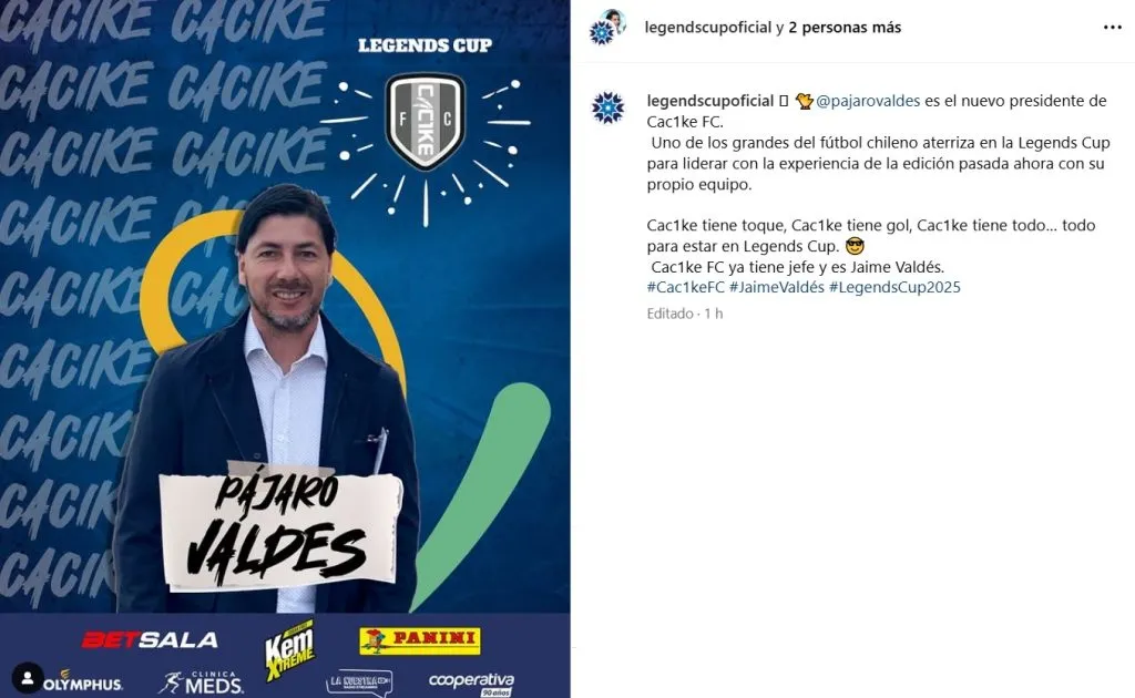 Jaime Valdés asume desafío en la Legends Cup. (Foto: Legends Cup)