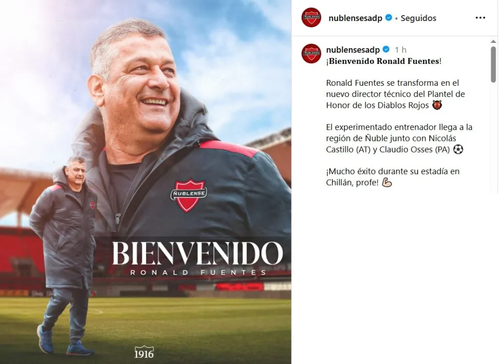 Ronald Fuentes es nuevo entrenador de Ñublense. (Foto: Ñublense SADP)