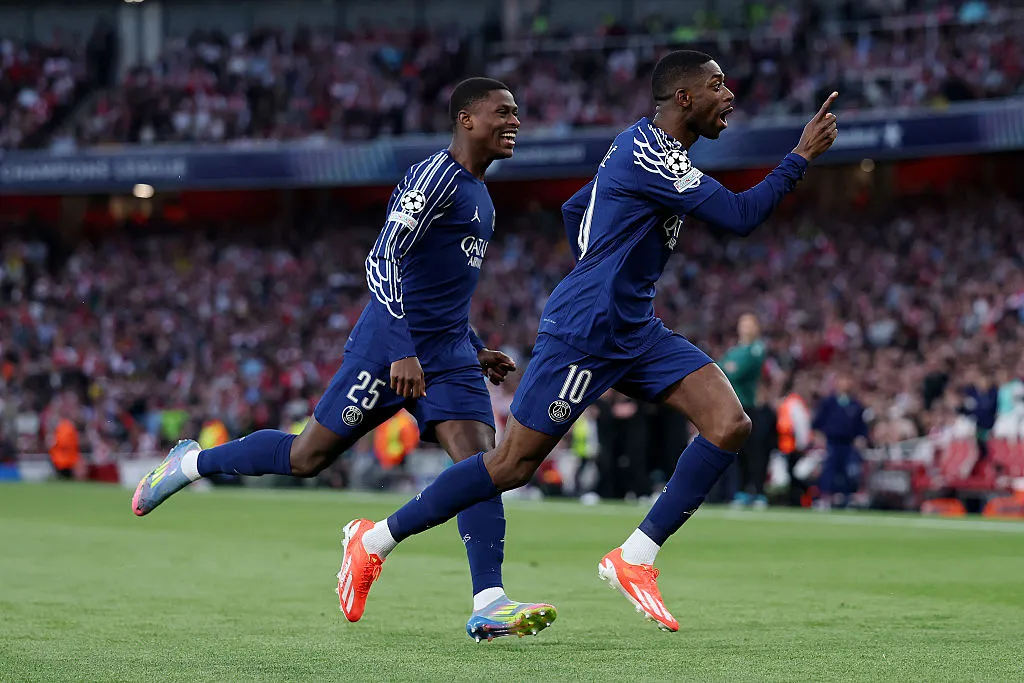 El grito de gol de Ousmane Dembelé en el Emirates Stadium (Getty Images)
