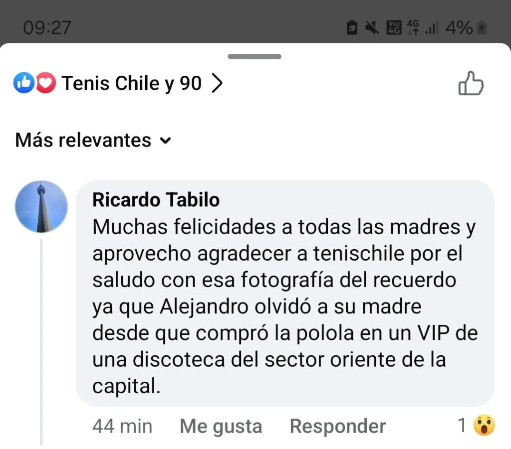 El comentario del padre de Alejandro Tabilo que desató la polémica.