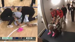 Jayson Tatum sufrió una fuerte caída en el último cuarto (Captura).