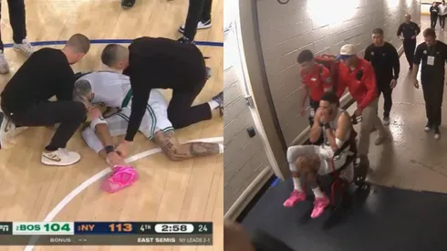 Jayson Tatum sufrió una fuerte caída en el último cuarto (Captura).