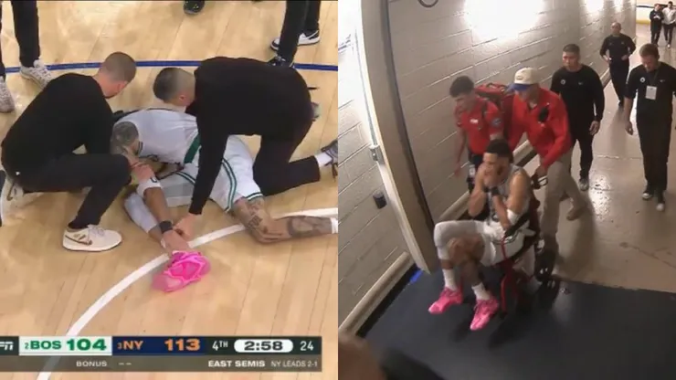 Jayson Tatum sufrió una fuerte caída en el último cuarto (Captura).