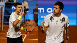 Barrios y Garin celebran tras avanzar en el segundo Grand Slam de la temporada.