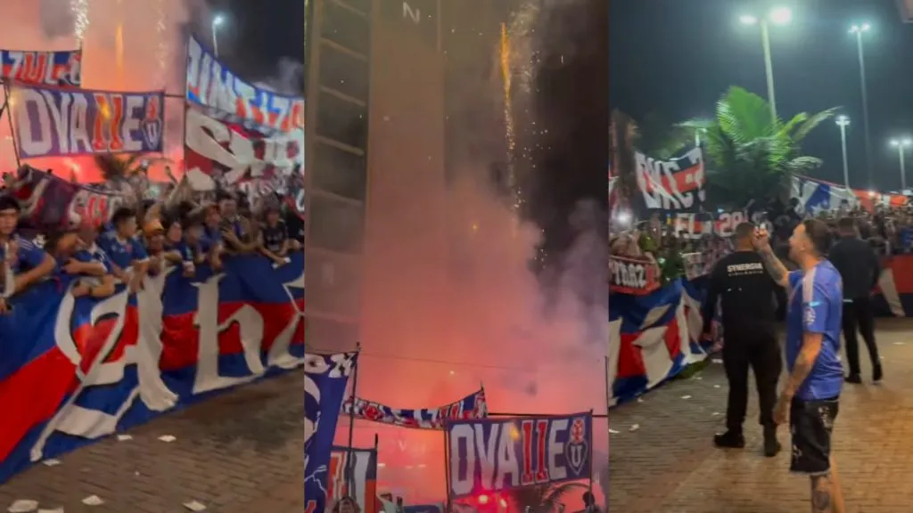 Miles de hinchas de la U protagonizaron un imponente ‘Hotelazo’ en Río (Captura).