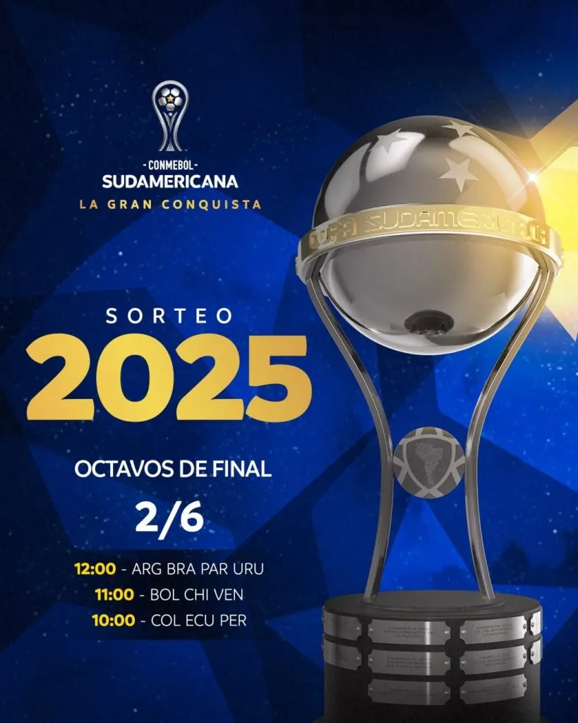 Este lunes 2 de junio será el sorteo de los octavos de final de la Copa Sudamericana. (Foto: Conmebol Sudamericana)