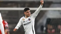Futbol, Colo Colo vs Nublense Fecha 11, Liga de Primera 2025. El jugador de Colo Colo Claudio Aquino, centro celebra su gol contra Nublense durante el partido de primera division disputado en el estadio Monumental Davis Arellano, Santiago, Chile. 19/05/2025 Felipe Zanca/Photosport Football, Colo Colo vs Nublense 11th turn, Division League 2025. Colo ColoÕs player Claudio Aquino, celebrates his goal during the first division match at the Monumental Davis Arellano Stadium, in Santiago, Chile. 19/05/2025 Felipe Zanca/Photosport