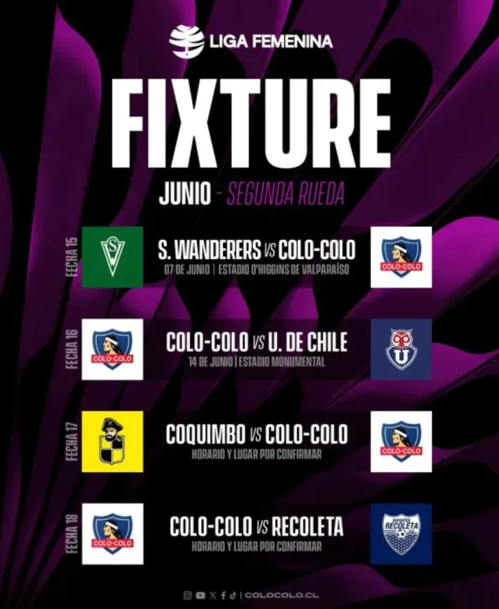 El fixture de Colo Colo | FOTO: Colo Colo