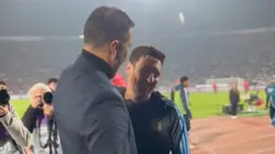 Claudio Bravo y Lionel Messi se reencontraron en el Estadio Nacional. (Foto: Captura)