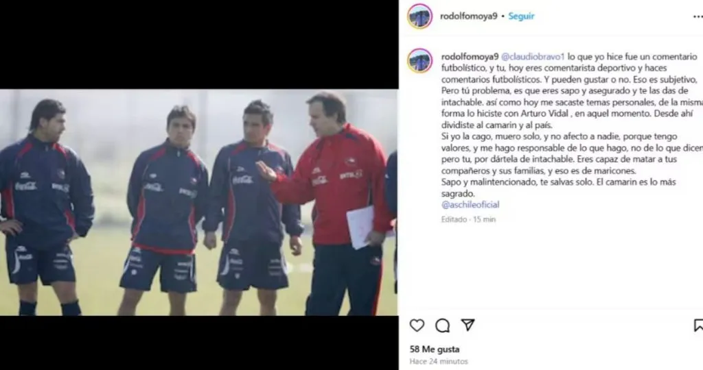 Captura de la publicación de Rodolfo Moya que luego fue eliminada.