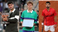 Carlos Alcaraz, Jannik Sinner y Novak Djokovic protagonizan el top ten del ranking ATP. (Foto: Getty)