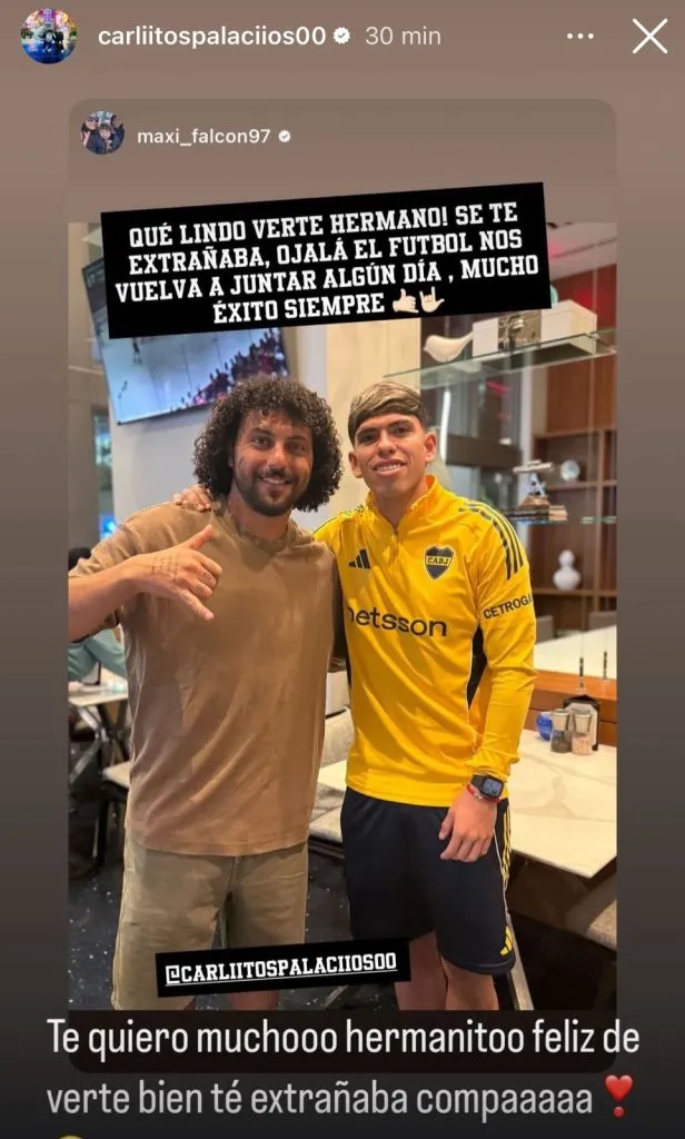 Captura de la historia de Instagram de Carlos Palacios.