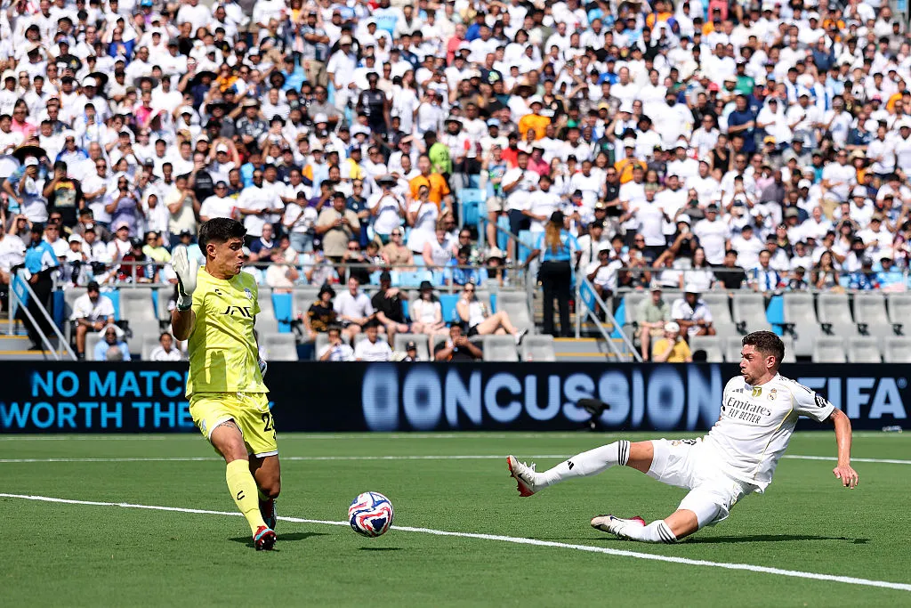 Federico Valverde anota el 3-1 del Real Madrid sobre Pachuca (Getty Images).