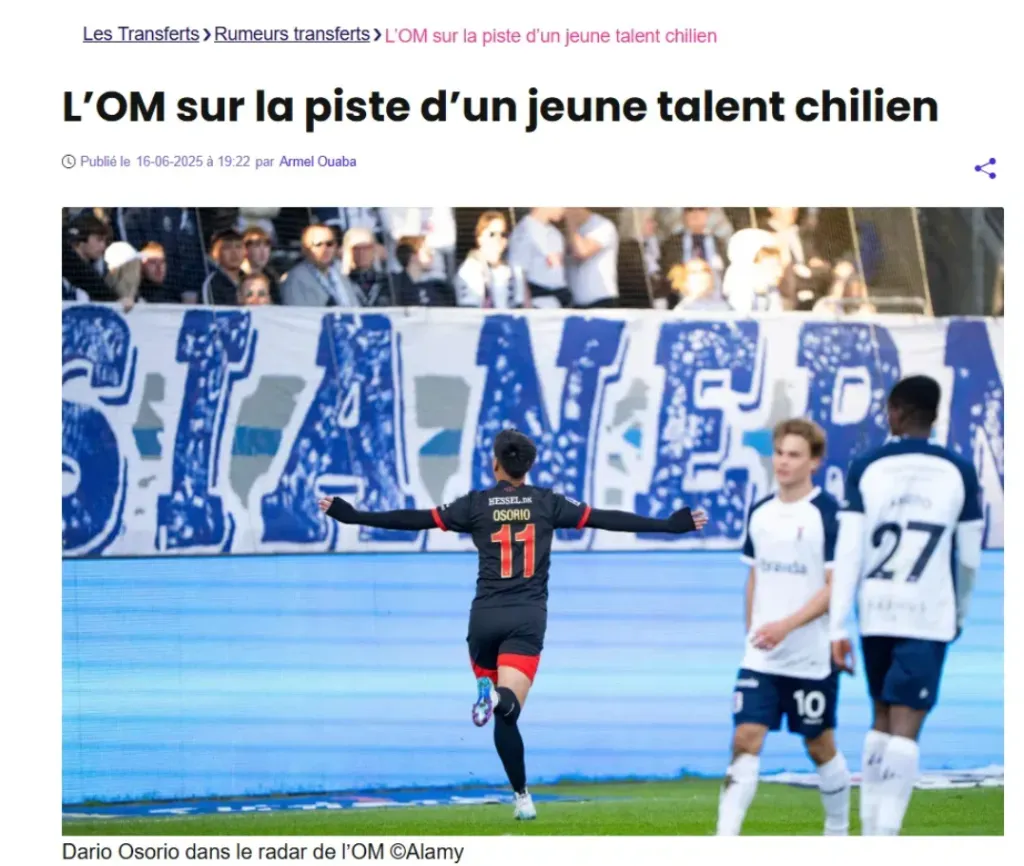 La publicación que pone a Darío Osorio en la órbita del Marsella | FOTO: Captura