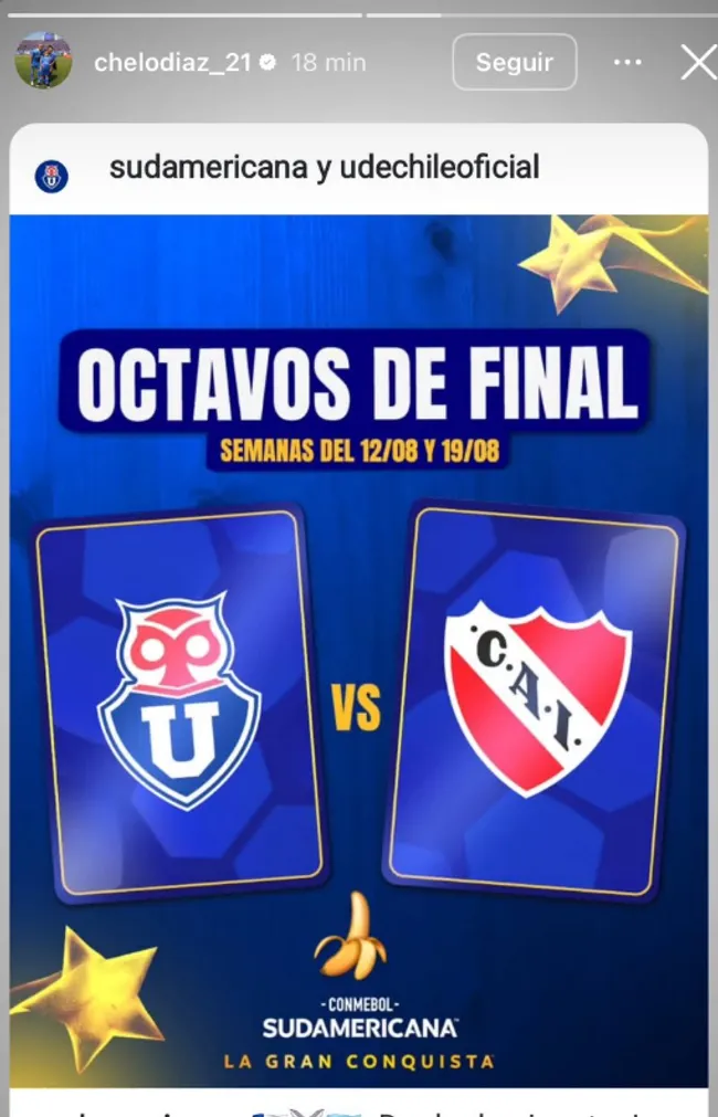 La historia que subió Díaz post clasificación de la U | FOTO: Captura