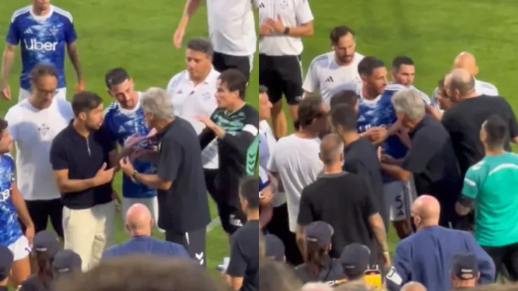 Pellegrini encaró a Fábregas en el tenso amistoso (Captura).