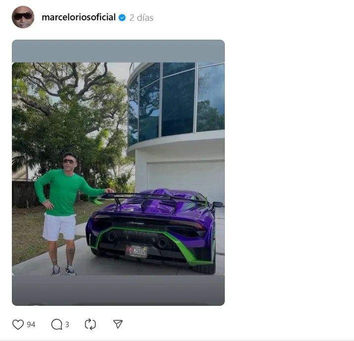 Marcelo Ríos volvió a publicar este 2025 una foto con su auto favorito, el Lamborghini STO. (Foto: marceloriosoficial)