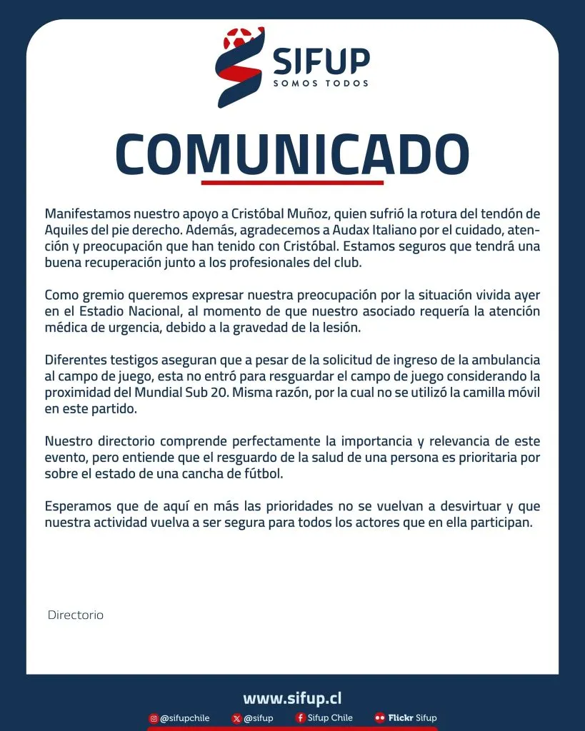 Comunicado del Sifup.