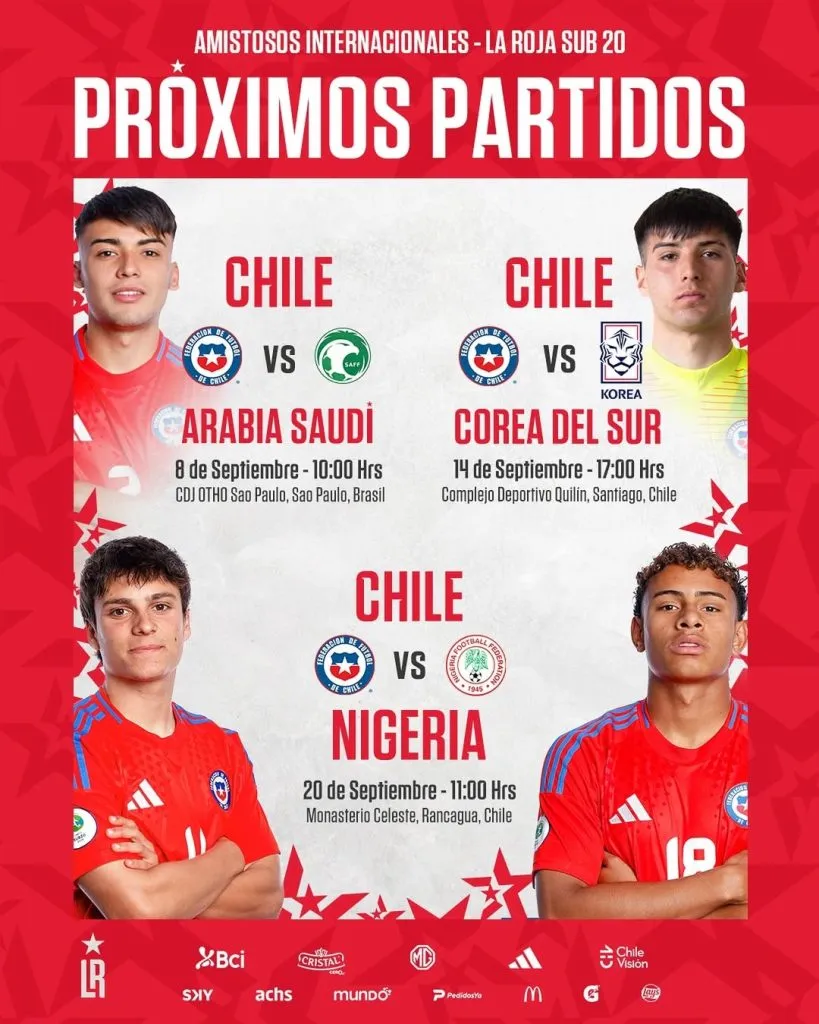 Los amistosos de la Selección Chilena previos al Mundial Sub-20. (Foto: La Roja)