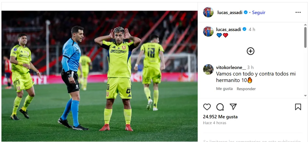 La comentada publicación de Lucas Assadi | FOTO: Instagram