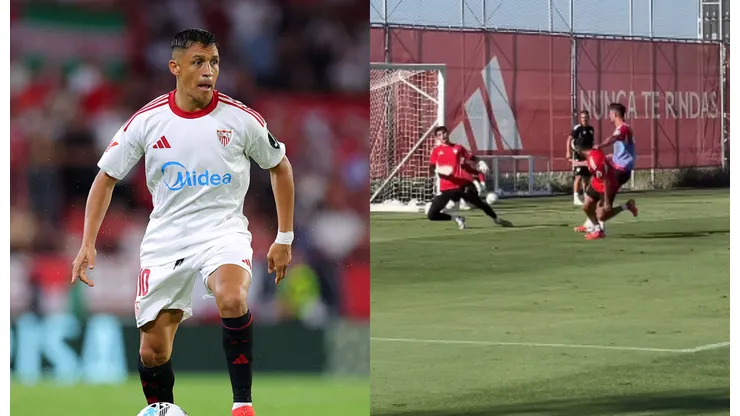 Alexis Sánchez se mandó tremendo golazo en la práctica del Sevilla.