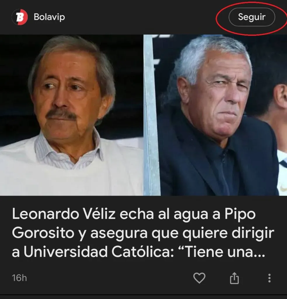 Ahora puedes seguir a Bolavip en Google Discover (Foto: captura Discover)
