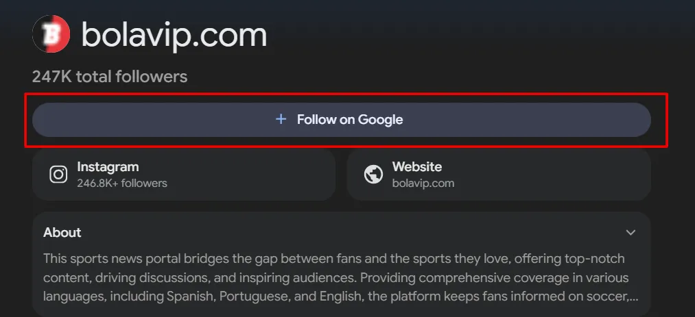 Un “Seguir” a Bolavip te permite tener todas las noticias al instante en Discover (Foto: captura Google)