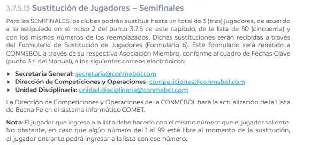 Esto dice el Manual de la Conmebol sobre la Copa Sudamericana | FOTO: Captura