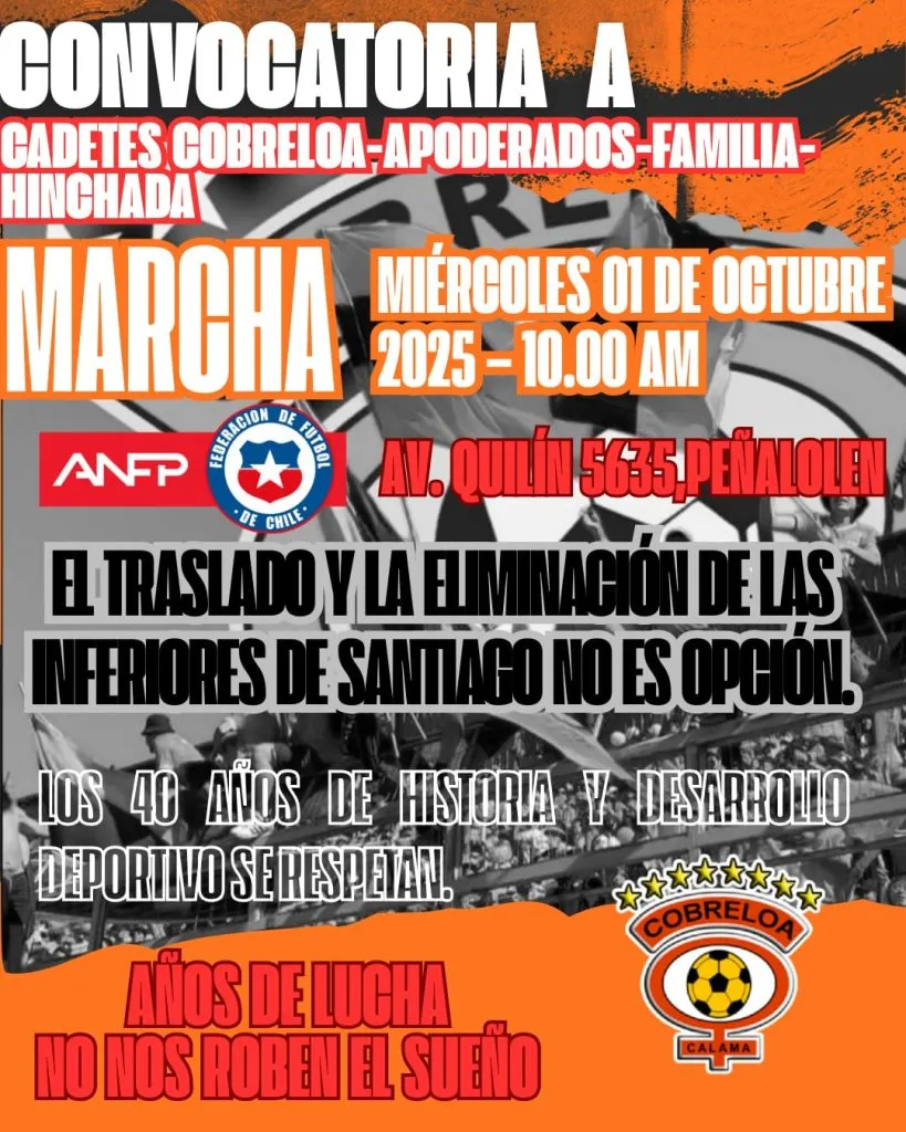 Convocatoria marcha de familias de Cobreloa. (Foto: Photosport)