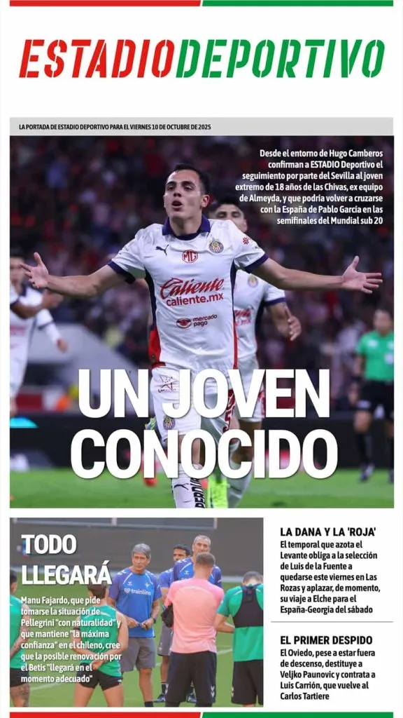 Portada de Estadio Deportivo con Hugo Camberos como gran protagonista.