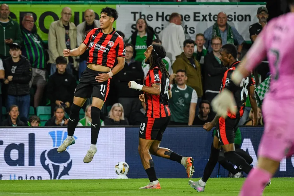 Darío Osorio celebrando un gol con la camiseta del FC Midtjylland | FOTO: Euan Cherry/Getty Images