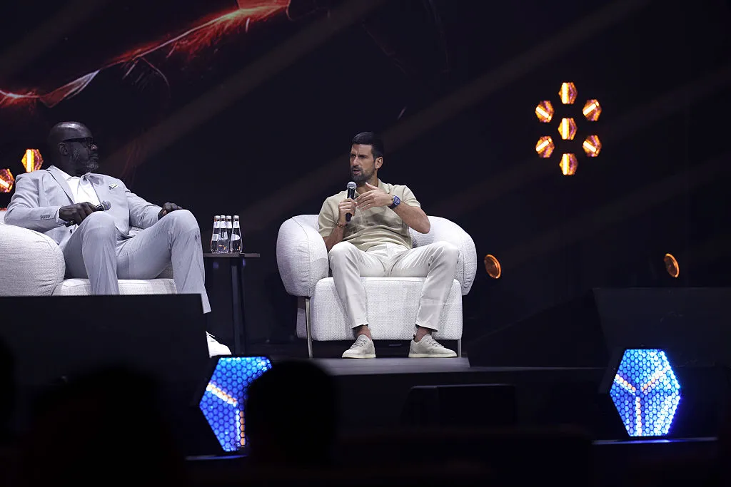 Shaquille O’Neal y Novak Djokovic coincidieron en un evento previo al Six Kings Slam (Getty Images for GEA).