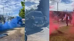 Así emprendió marcha Universidad de Chile rumbo al Estadio Ciudad de Lanús.