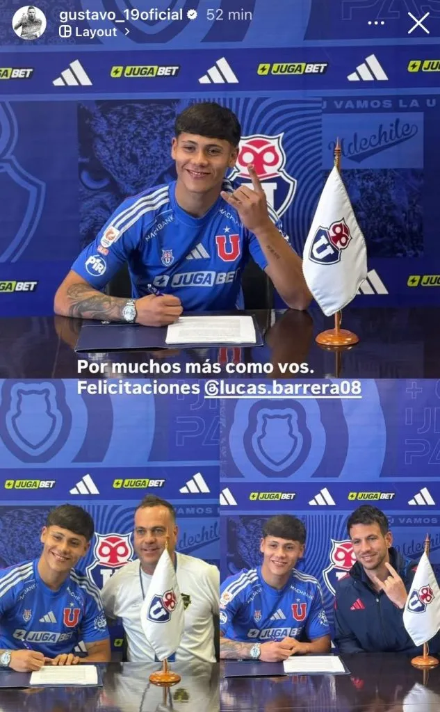 Gustavo Canales da a conocer que Lucas Barrera firmó contrato como profesional con la U (Imagen: IG Gustavo Canales)
